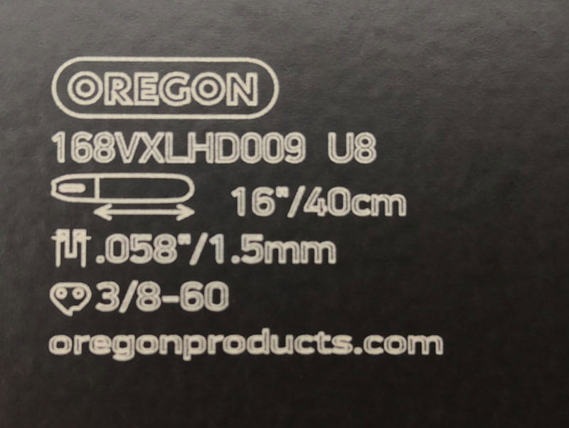 Oznaczenia na prowadnicy Oregon 168VXLHD009